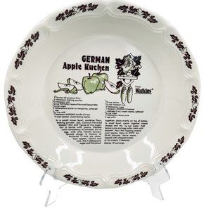 Vintage Watkins German Apple Kuchen Pie Plate Pan Recipe Oven Ware Kitchen Decor